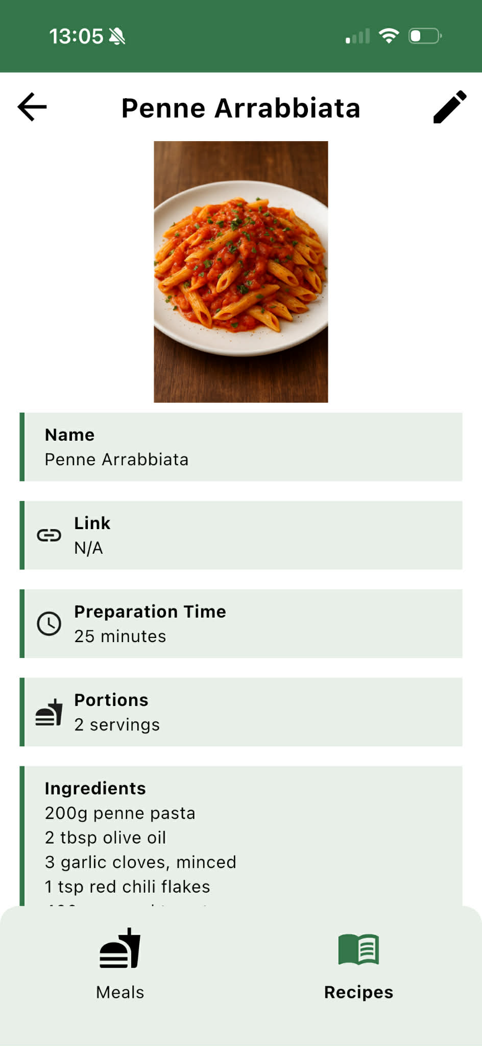 Plan My Plate recipes screen